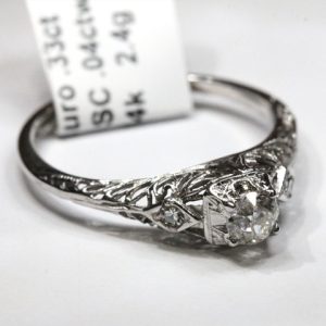 Custom White Gold Filigree Ring