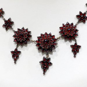Vintage Silver Garnet Floral Necklace